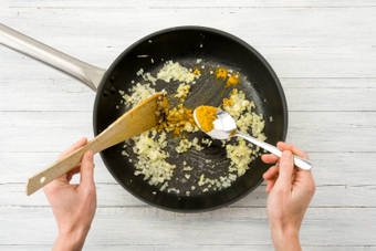 Add your spice to the onion garlic and ginger