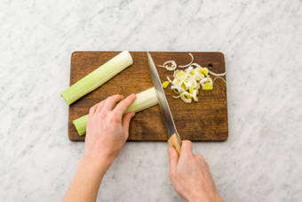 Chop the leek