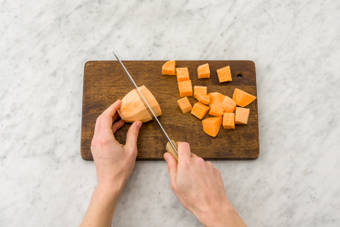 Chop your sweet potato