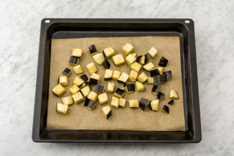 Roast the aubergine on a baking tray