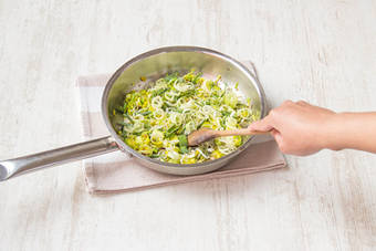 Soften the leek