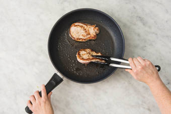 Cook the pork steaks
