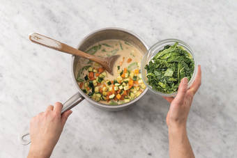 Add the kale and roast veggies