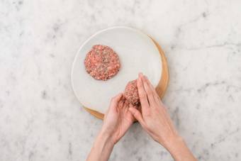 Shape the burgers