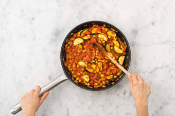 Braise veggies and chickpeas