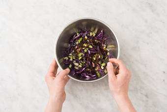 Cook rice and assemble slaw