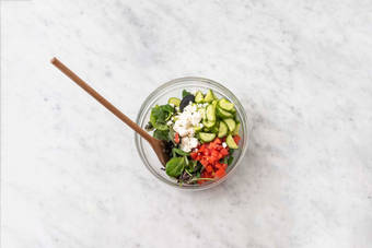 Make feta-mayo and salad