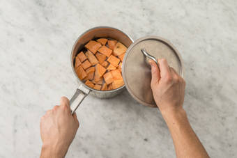 Cook sweet potatoes