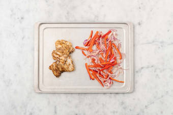 Cook veggies and chicken