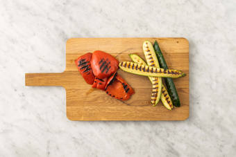 Grill peppers and zucchini