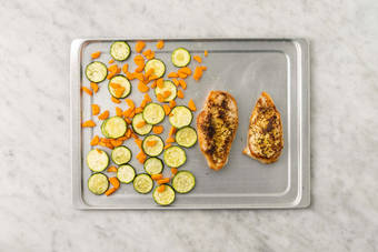 Cook chicken and finish veggies