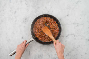 Cook sauce and pasta