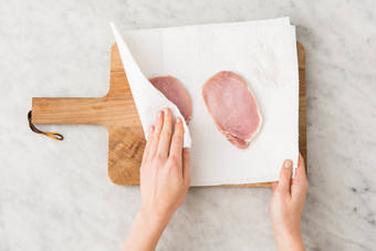 Marinate pork and pineapple