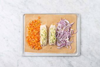 Infornare il merluzzo e le verdure