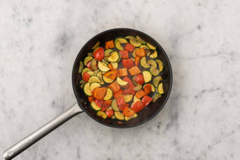 Cook veggies and make sauce