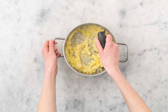 Rest steak and finish potatoes