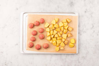 Roast the Potatoes and Meatballs