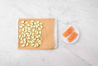 Prep zucchini and salmon