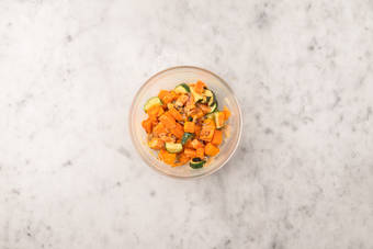 Finish farro and dress veggies