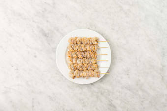 Skewer shrimp