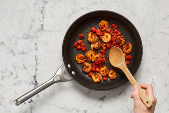 Cook Tomatoes & Shrimp