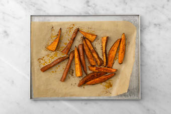 Zoete-aardappelwedges maken