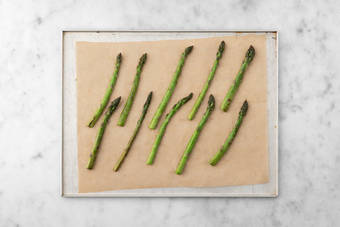 Cook asparagus and steak