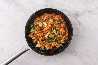 Cook veggies and assemble stir-fry