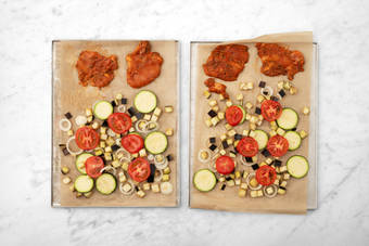 Arrostire pollo e verdure