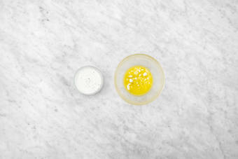 Make vinaigrette and yogurt-feta sauce