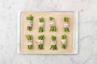 Roast bacon-wrapped green beans