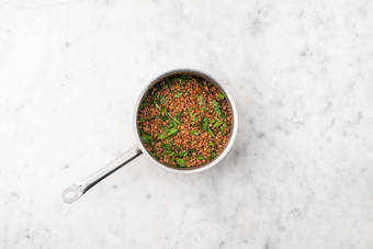 Cook veggies and finish farro