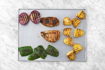 Grill veggies and chicken