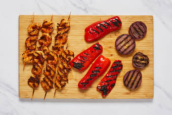 Grill veggies and shrimp