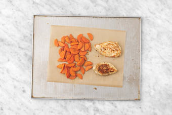 Roast chicken and carrots