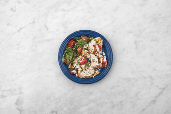 Assemble flatbreads and serve