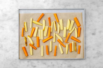 Bunte Pommes rösten