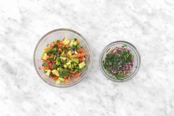 Make chimichurri and avocado pico de gallo