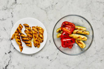 Grill veggies and chicken