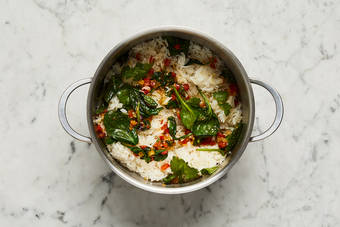 Finish rice and cook eggs