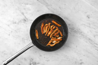 Cook the pork strips