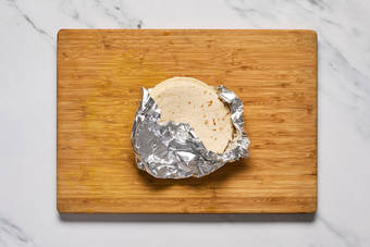 Make foil pouch and prep tortillas