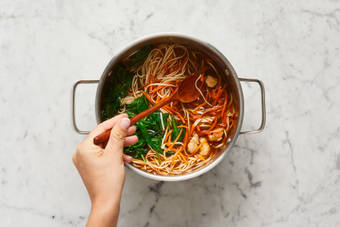 MAKE BROTH & COOK NOODLES