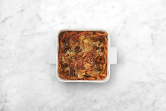 Grill the pasta bake 