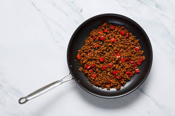 Cook plant-based protein shred mixture