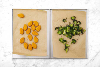 Rosta broccoli och nuggets