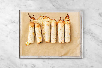 Bake the tortilla roll-ups