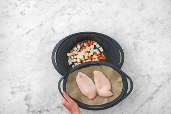 Gemüse & Hähnchenbrust vorgaren