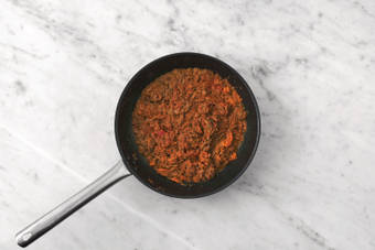 Cook the veggie mince filling