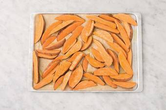 Bake the sweet potato wedges